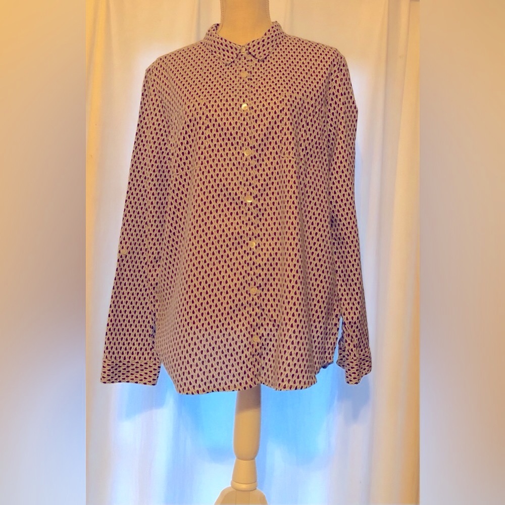 Caslon Men’s XL Long sleeve Grey/Burgundy Design Shirt